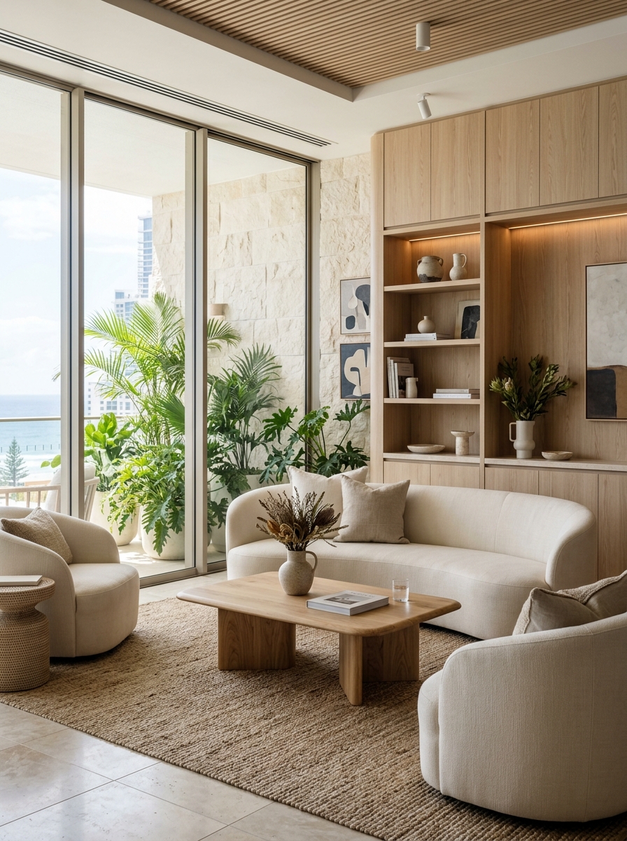 Warm contemporary lounge inside AusStayGuide