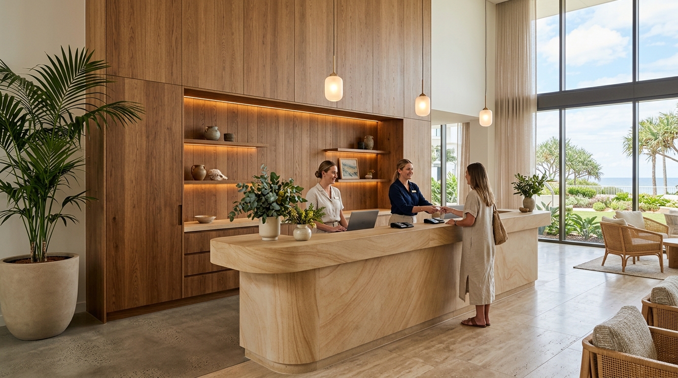 Reception area at AusStayGuide