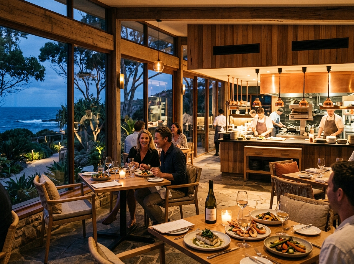 AusStayGuide restaurant in the evening